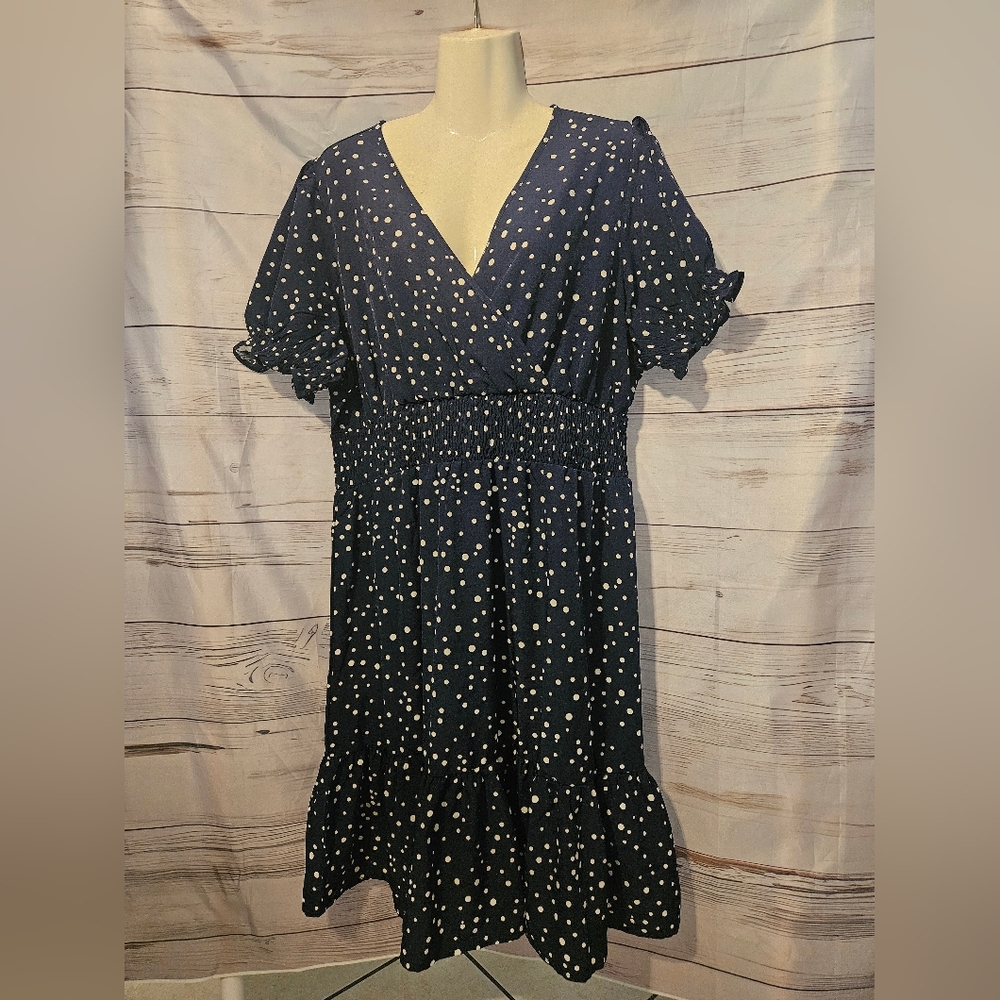 Navy Polka Dot Dress Size 2X